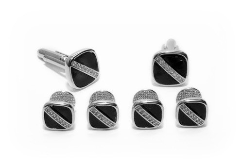 Black and Silver Slash Cufflinks