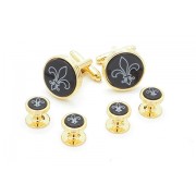 Gold Fleur De Lis Cufflinks and Studs