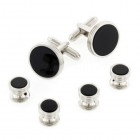 Concentric Edged Black Onyx Cufflinks and Studs