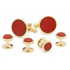 Red Jasper Tuxedo Studs and Cufflinks