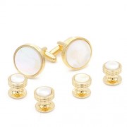 Concentric Edge Mother of Pearl Cufflinks and Studs