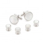 Concentric Edge Mother of Pearl Cufflinks and Studs