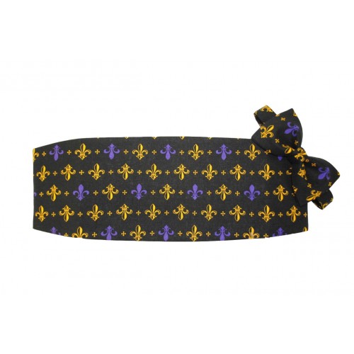 Mardi Gras Fleur de Lis Cummerbund and Bow Tie Set