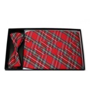 Christmas Red Plaid Cummerbund and Tie