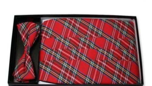 Christmas Red Plaid Cummerbund and Tie