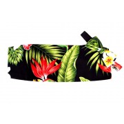 Hawaiian Plumeria and Red Bird of Paradise Cummerbund and Bow Tie Set