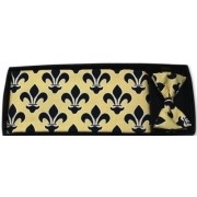 Mardi Gras Saints Black Fleur De Lis Cummerbund and Bow Tie Mardi Gras Saints Black Fleur De Lis Cummerbund and Bow Tie