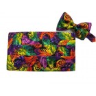 Mardi Gras Feathers Cummerbund and Bow Tie