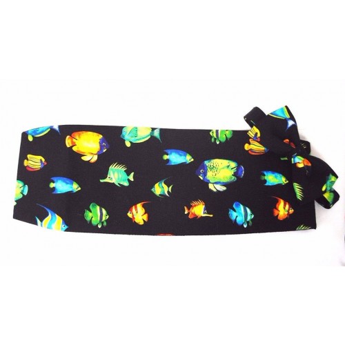 Tropical Coral Reef Fish Cummerbund and Bow Tie Set