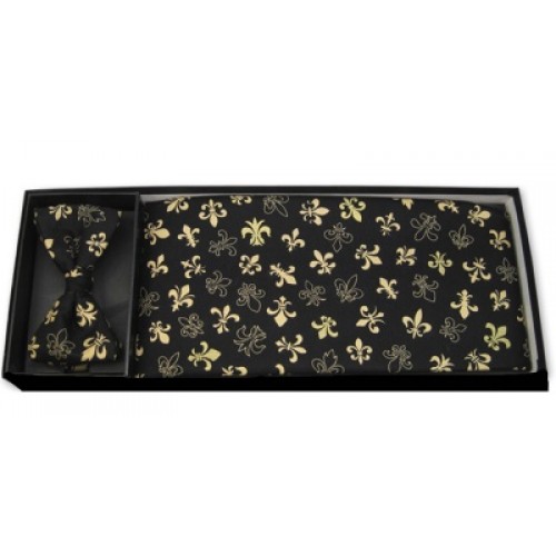 Golden Fleur De Lis Cummerbund and Bow Tie