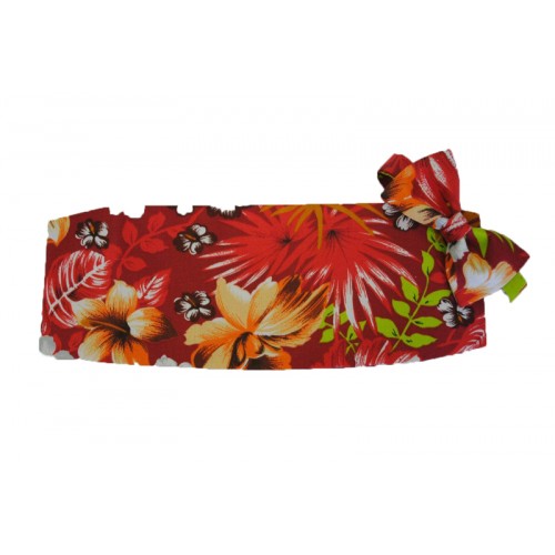 Red Hawaiian Floral Cummerbund and Bow Tie