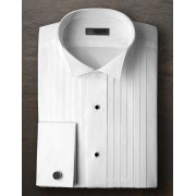 Ike Behar 1/2" Pleated Broadcloth Wingtip Collar Tuxedo Shirt