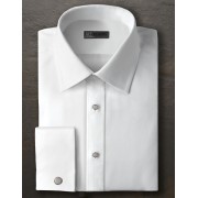 Ike Behar Twill Diagonal Point Collar Shirt with French Cuffs Ike Behar Twill Diagonal Point Collar Shirt with French Cuffs