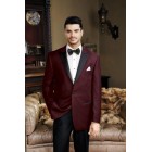 Merlot Velvet Black Satin Peak Lapel Tuxedo Dinner Jacket Traditional Fit