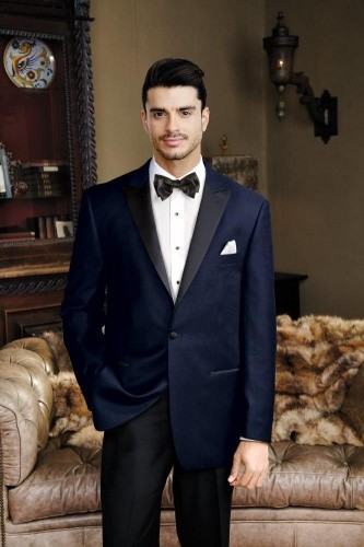 Navy Velvet Black Satin Peak Lapel Tuxedo Dinner Jacket Traditional Fit