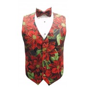 Holiday Poinsettia Vest and Bow Tie Set