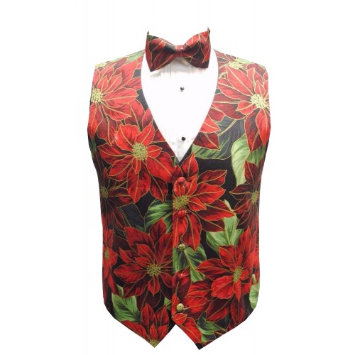 Holiday Poinsettia Vest and Bow Tie Set