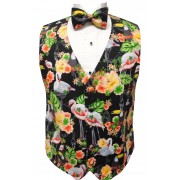 Flamingo and Toucan Tropical Birds Tuxedo Vest and Bow Tie Set