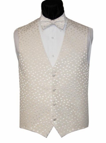 White Holiday Dots Tuxedo Vest and Bow Tie Set