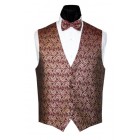 Burgundy Waves Tuxedo Vest and Bow Tie Set