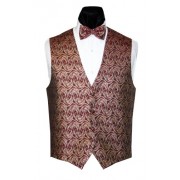 Burgundy Waves Tuxedo Vest and Bow Tie Set