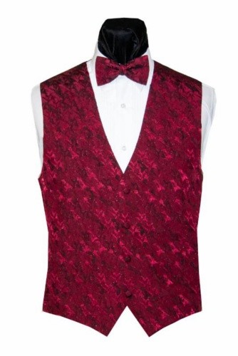 Red Garlands Holiday Vest and Bow Tie Set