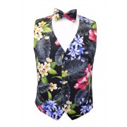 Hawaiian Tropical Floral Garden Vest and Bow Tie Set Hawaiian Tropical Floral Garden Vest and Bow Tie Set