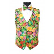 Hawaiian Floral Menagerie Vest and Bow Tie Set Hawaiian Floral Menagerie Vest and Bow Tie Set