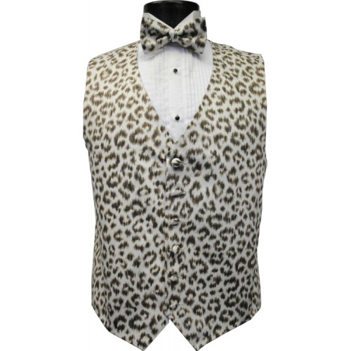 Snow Cheetah Tuxedo Vest and Tie